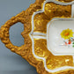 Seltene Meissen Prunkschale (1924) Goldrelief Blumendekor