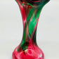 Farbenfrohe Vintage Murano Glasvase in Rot & Grün