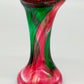 Farbenfrohe Vintage Murano Glasvase in Rot & Grün