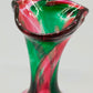 Farbenfrohe Vintage Murano Glasvase in Rot & Grün