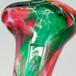 Farbenfrohe Vintage Murano Glasvase in Rot & Grün