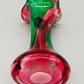 Farbenfrohe Vintage Murano Glasvase in Rot & Grün