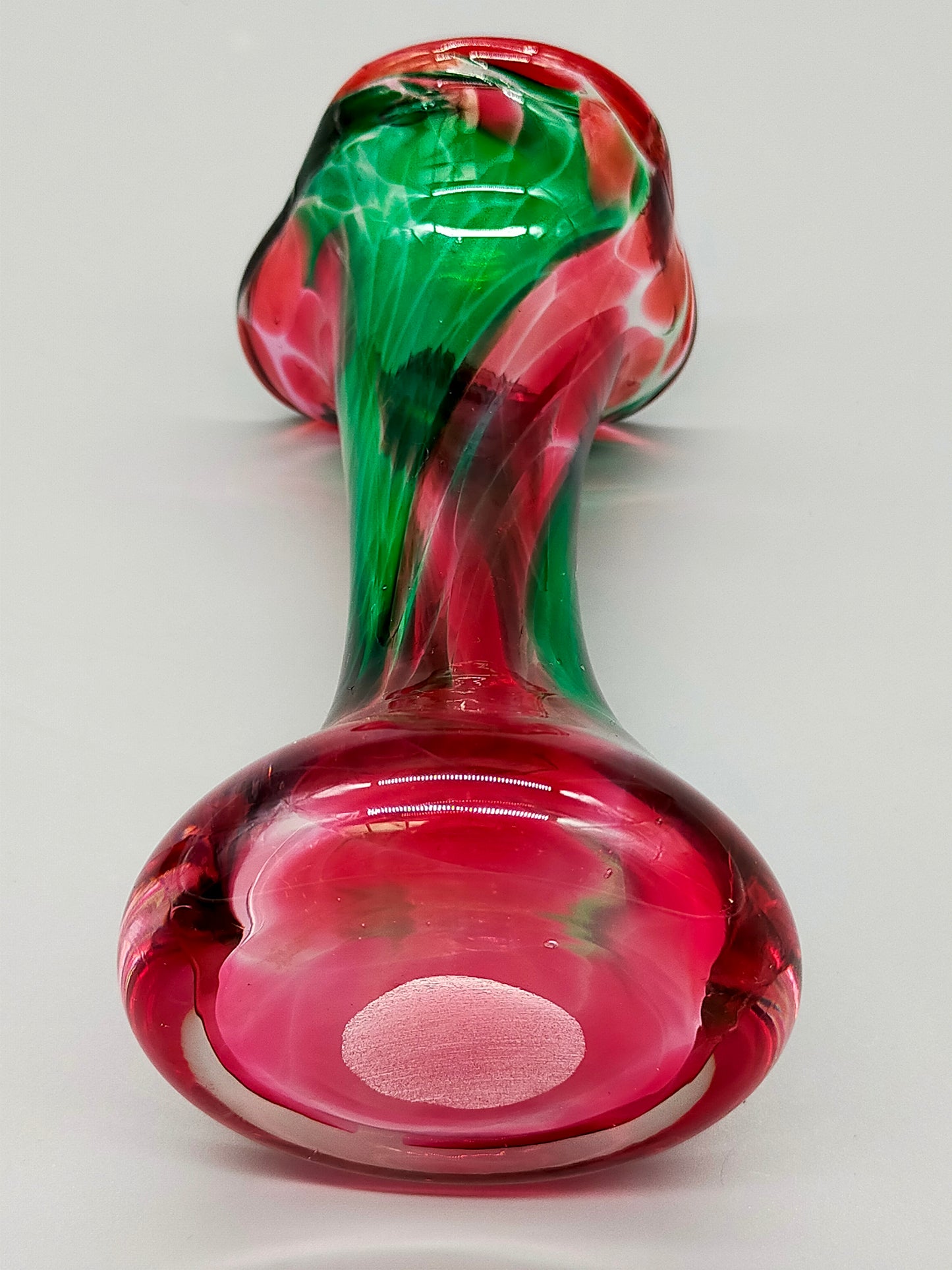 Farbenfrohe Vintage Murano Glasvase in Rot & Grün