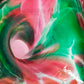 Farbenfrohe Vintage Murano Glasvase in Rot & Grün