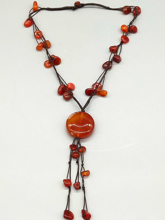 Edle Karneol Stein Kette Extravagante Damen Kette