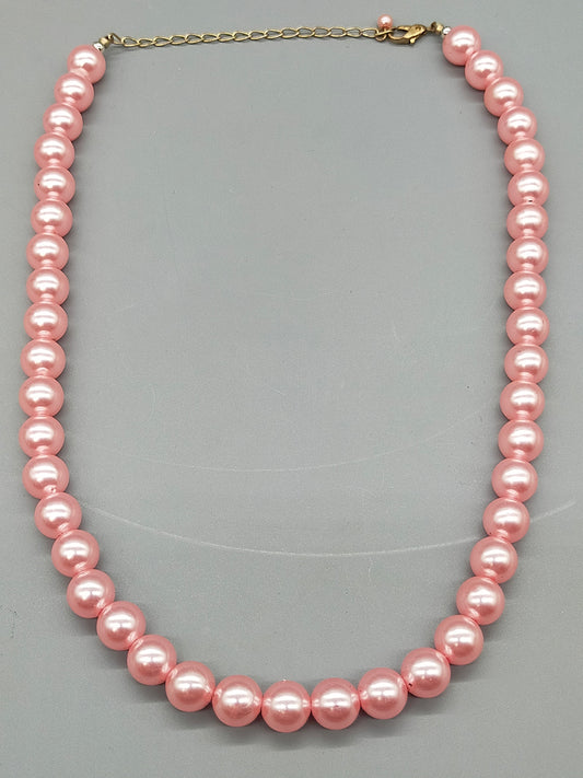 Elegante Damen Perlen Kette in Rosa Klassischer Modeschmuck