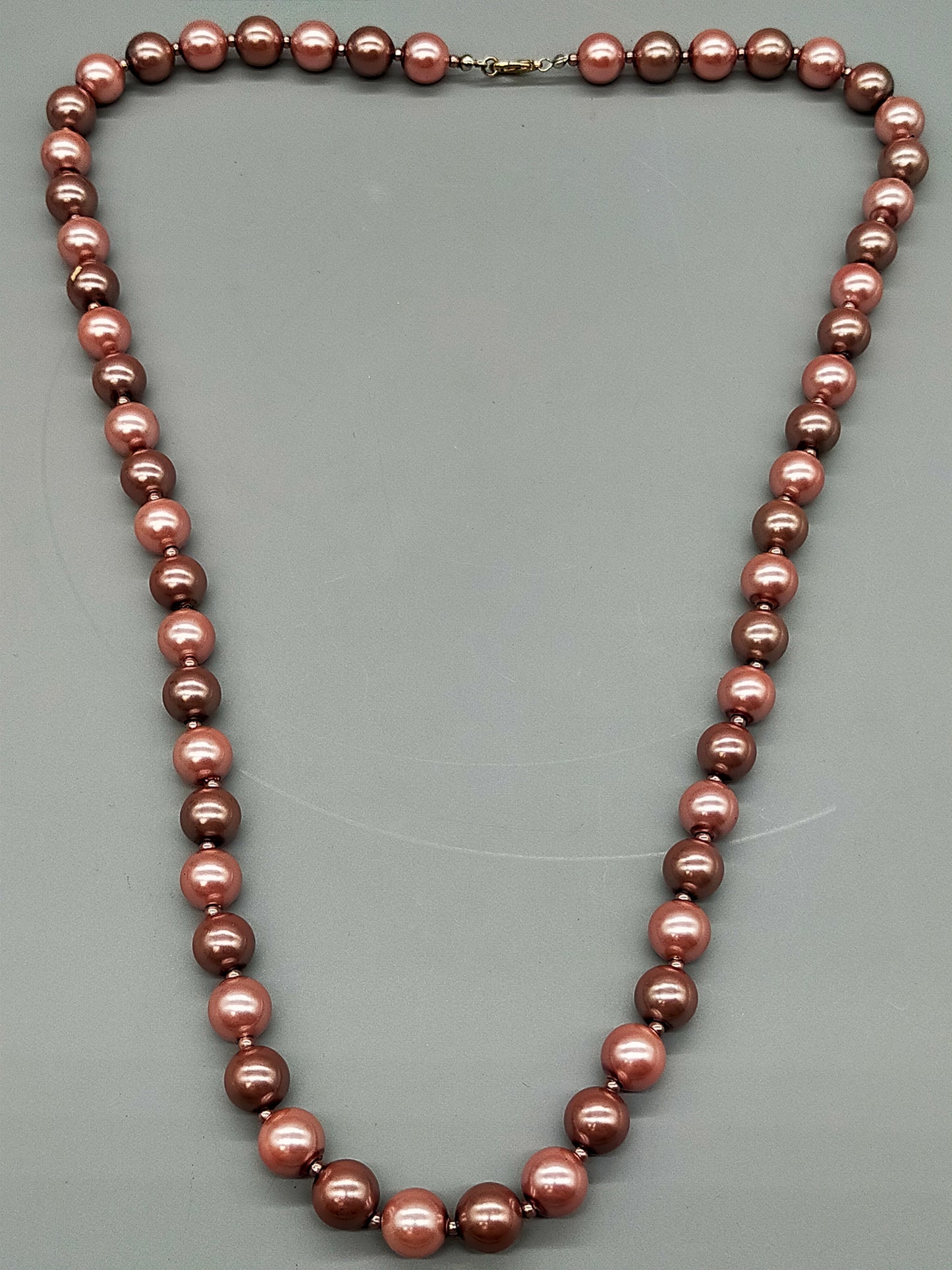 Edle Perlen Kette in Rosé und Braun