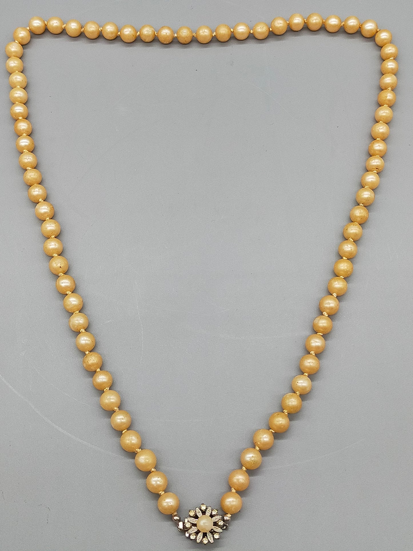 Vintage Perlen Kette mit floraler Strass Schließe