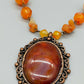 Elegante Damen Kette mit bernsteinfarbenem Stein Vintage Stil