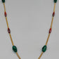 Elegante Damen Kette mit grünen und braunen Elementen