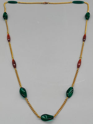 Elegante Damen Kette mit grünen und braunen Elementen