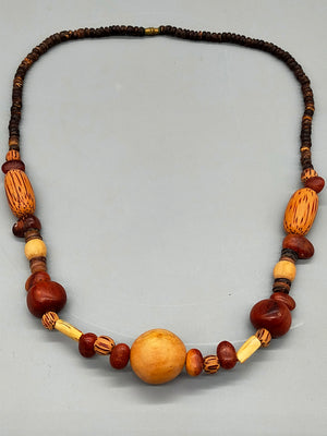 Rustikale Holz Kette Natürliche Holzperlen im Boho-Stil