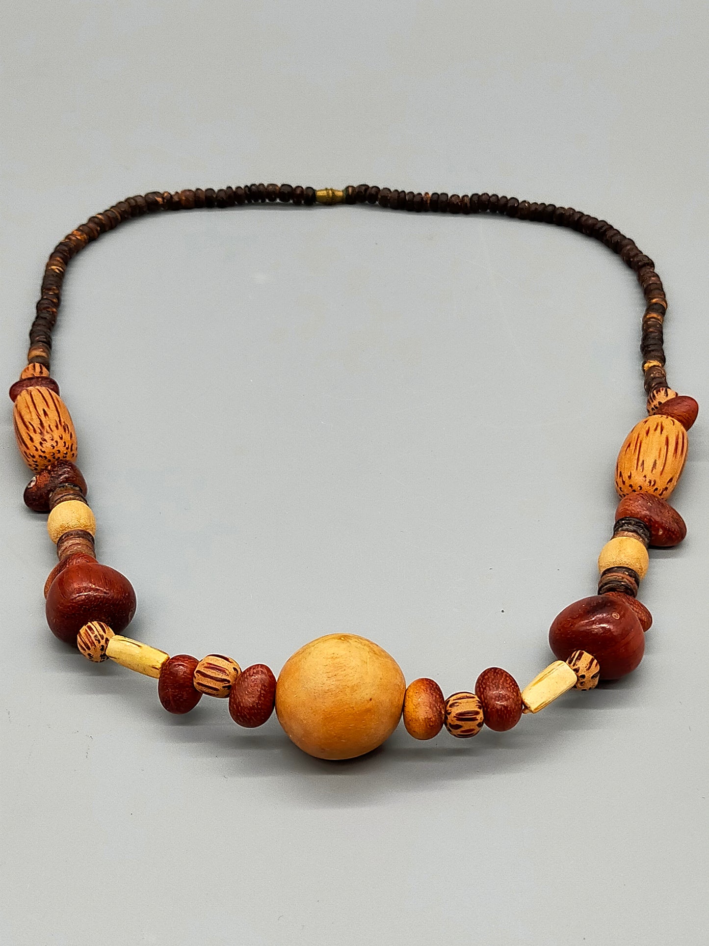 Rustikale Holz Kette Natürliche Holzperlen im Boho-Stil