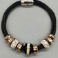 Modisches Multistrand Damen Armband in Schwarz mit Kristallen