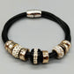 Modisches Multistrand Damen Armband in Schwarz mit Kristallen