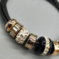 Modisches Multistrand Damen Armband in Schwarz mit Kristallen