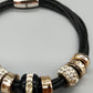 Modisches Multistrand Damen Armband in Schwarz mit Kristallen