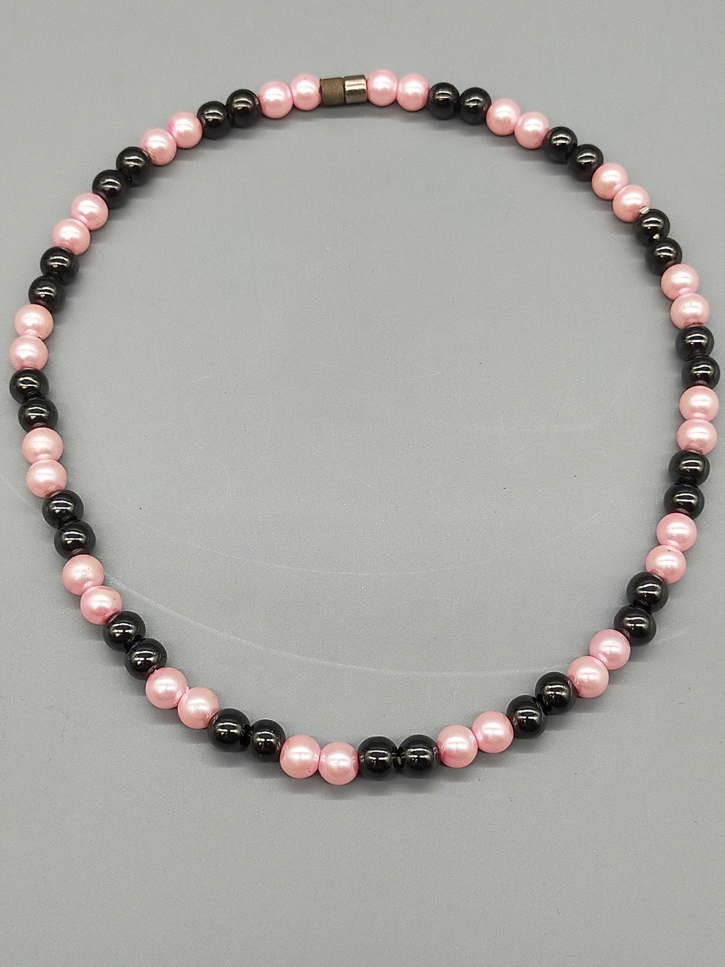 Elegante Damen Kette mit rosa Perlen und Hämatit