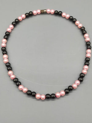 Elegante Damen Kette mit rosa Perlen und Hämatit