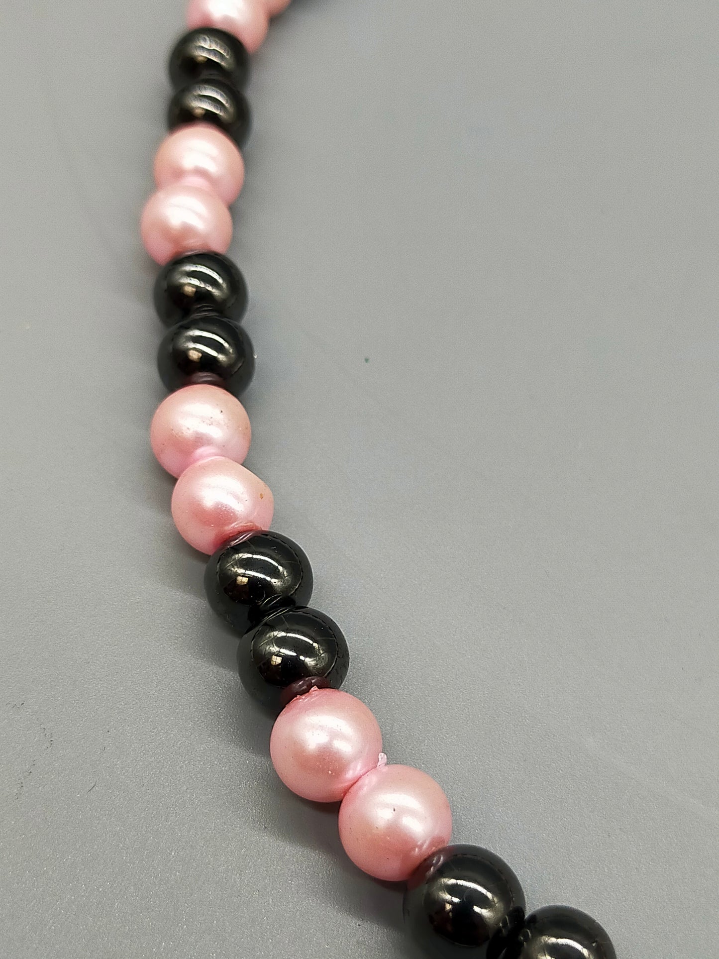 Elegante Damen Kette mit rosa Perlen und Hämatit