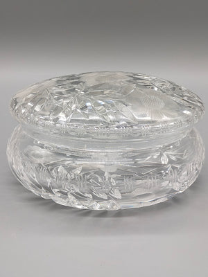 Edle Bleikristall Dose mit Deckel Elegante Bonboniere mit Blumenschliff