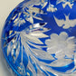Edle Bleikristall Dose mit Deckel Blau Elegante Bonboniere mit Blumenschliff