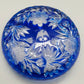 Edle Bleikristall Dose mit Deckel Blau Elegante Bonboniere mit Blumenschliff