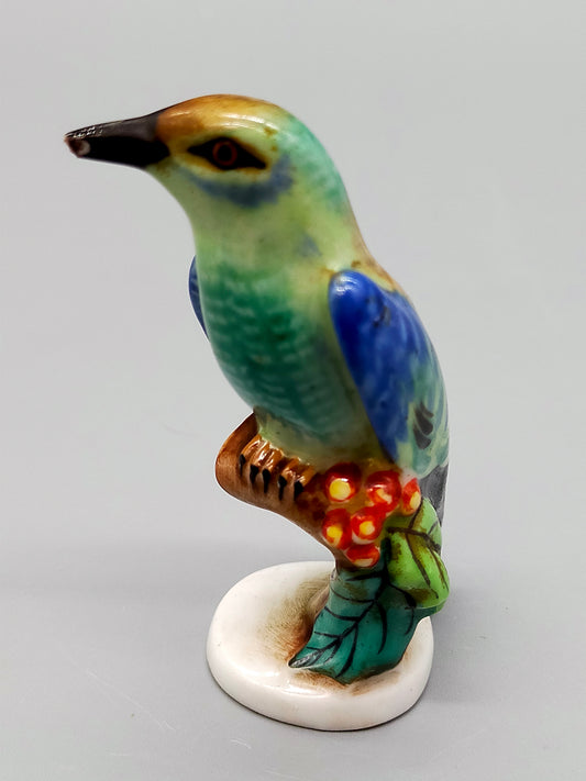 Antike Herend Porzellanfigur Vogel auf Ast Handbemalt 1941