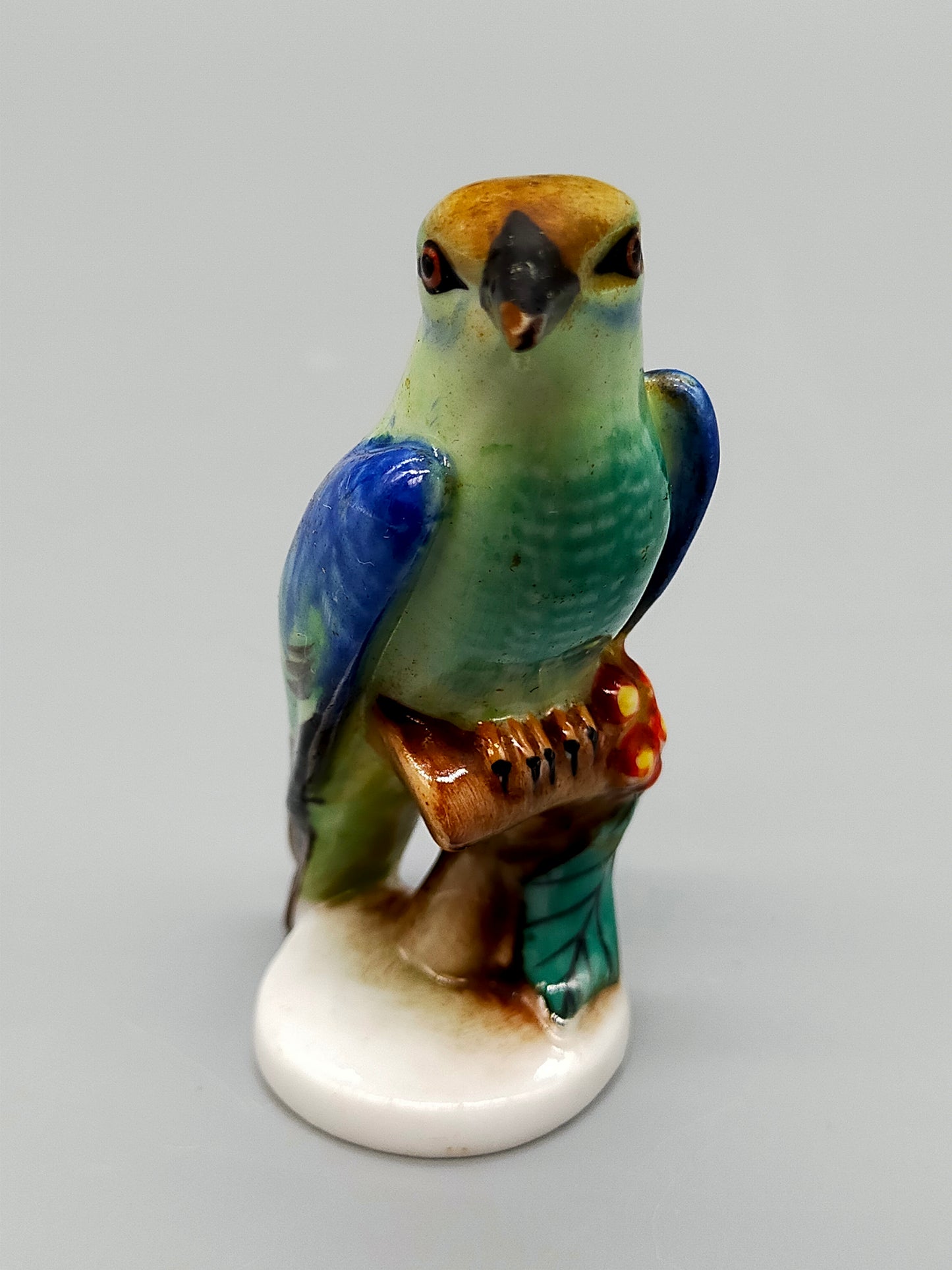 Antike Herend Porzellanfigur Vogel auf Ast Handbemalt 1941