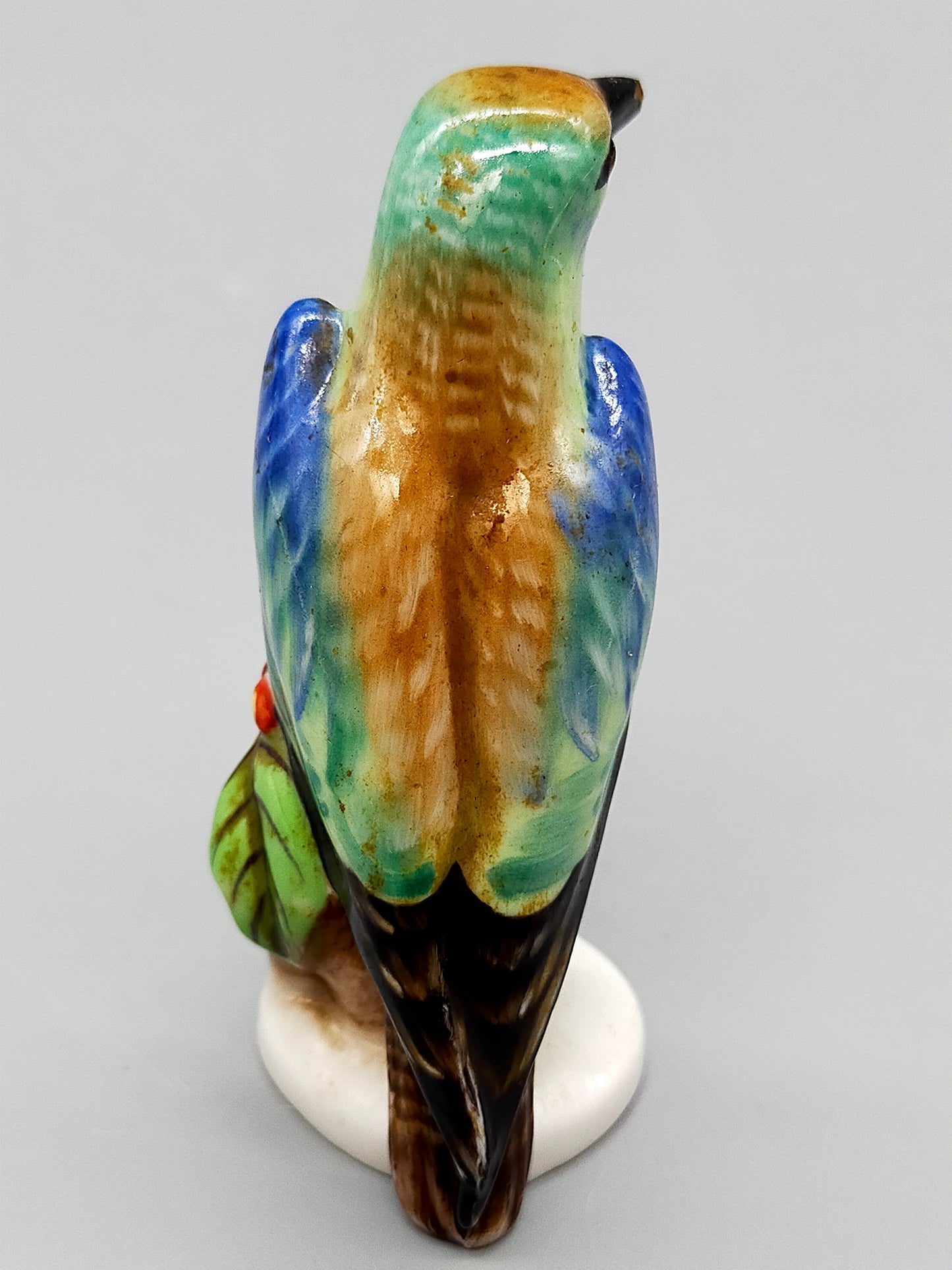 Antike Herend Porzellanfigur Vogel auf Ast Handbemalt 1941