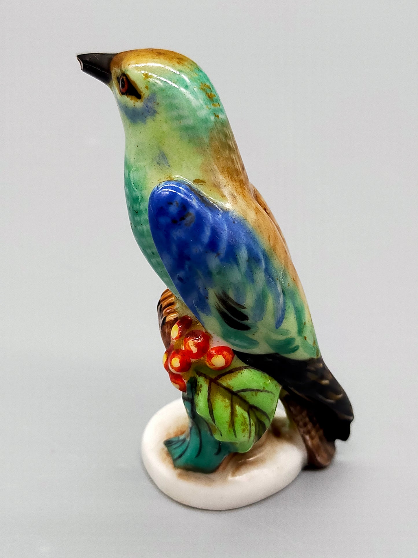 Antike Herend Porzellanfigur Vogel auf Ast Handbemalt 1941