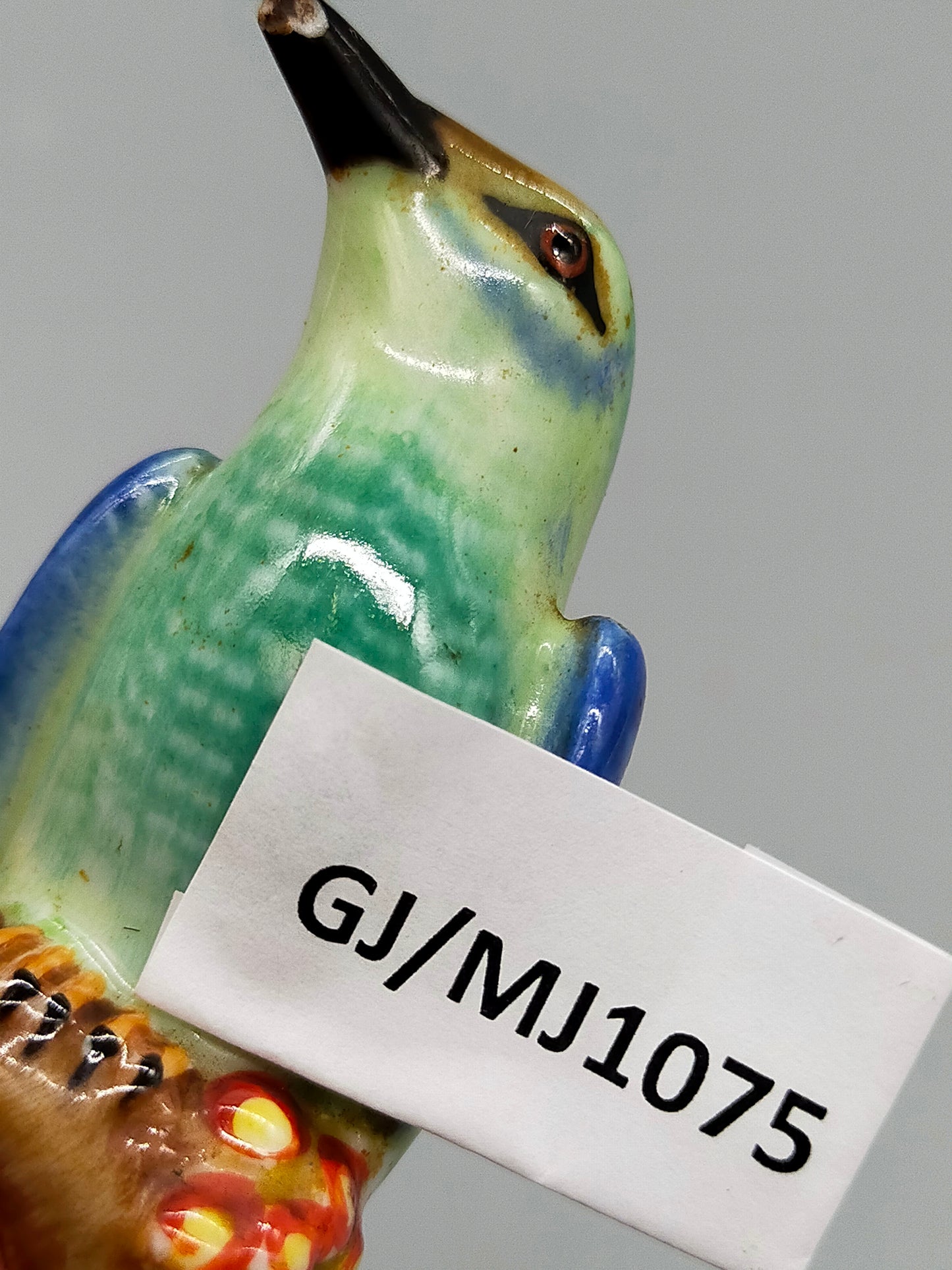 Antike Herend Porzellanfigur Vogel auf Ast Handbemalt 1941
