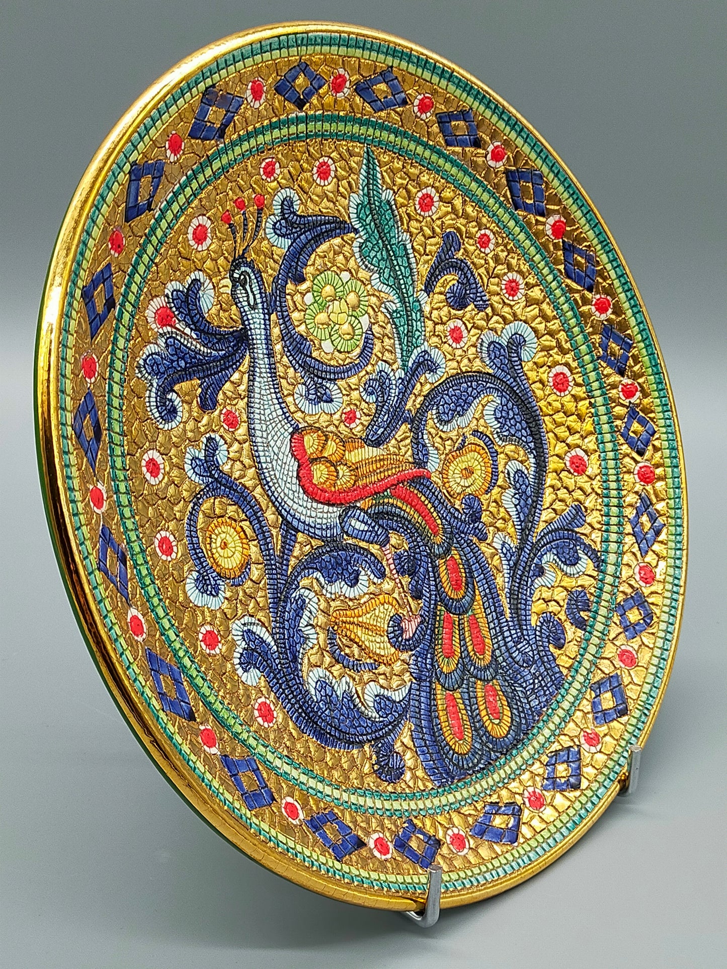 Deruta G.P. Gialletti Prunksteller Byzantinisches Mosaik Pfau