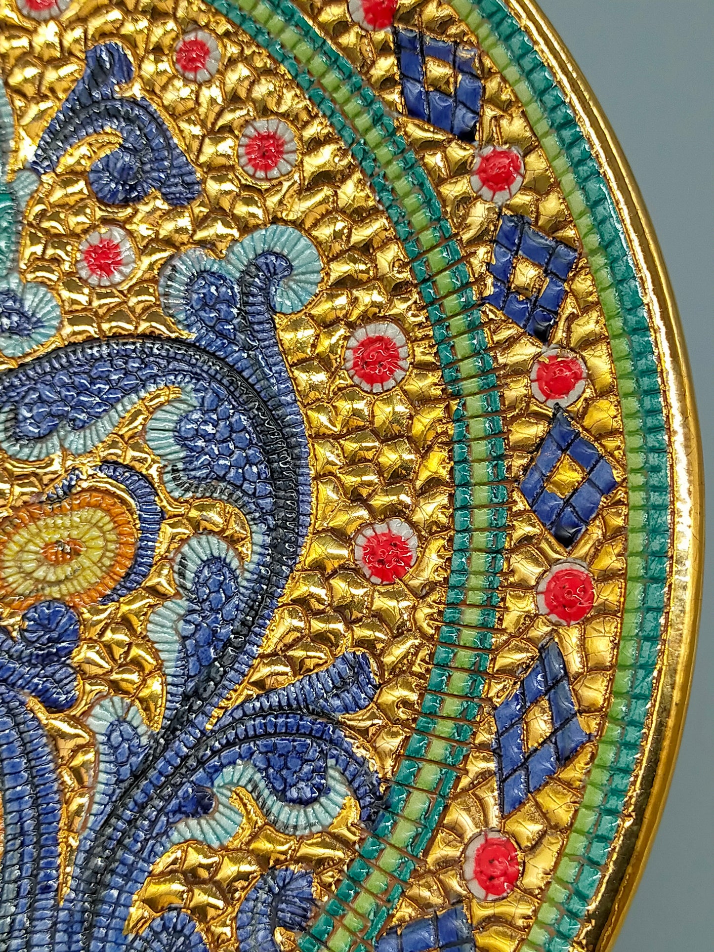 Deruta G.P. Gialletti Prunksteller Byzantinisches Mosaik Pfau