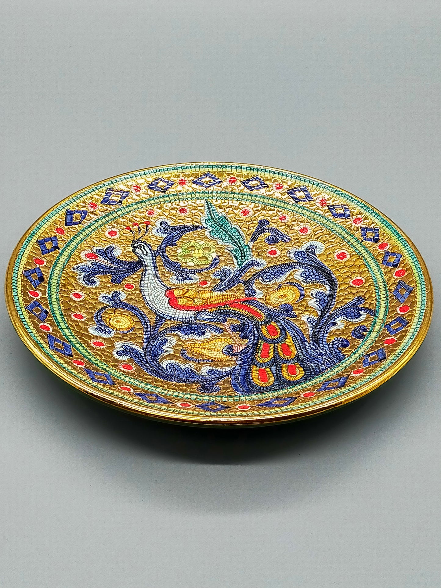 Deruta G.P. Gialletti Prunksteller Byzantinisches Mosaik Pfau