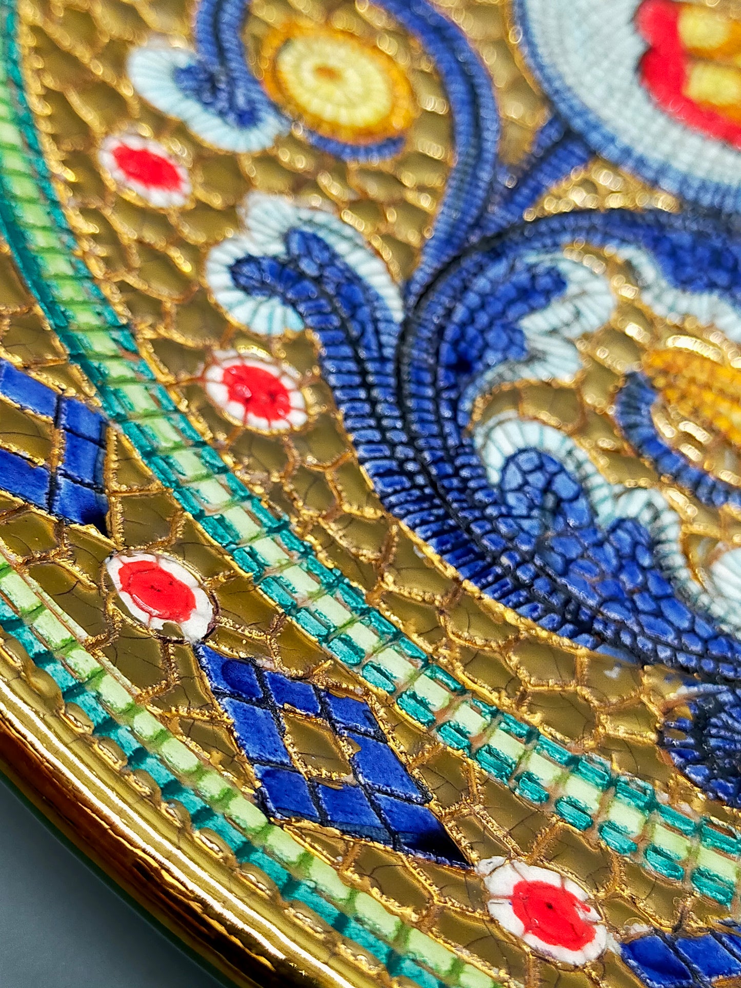 Deruta G.P. Gialletti Prunksteller Byzantinisches Mosaik Pfau