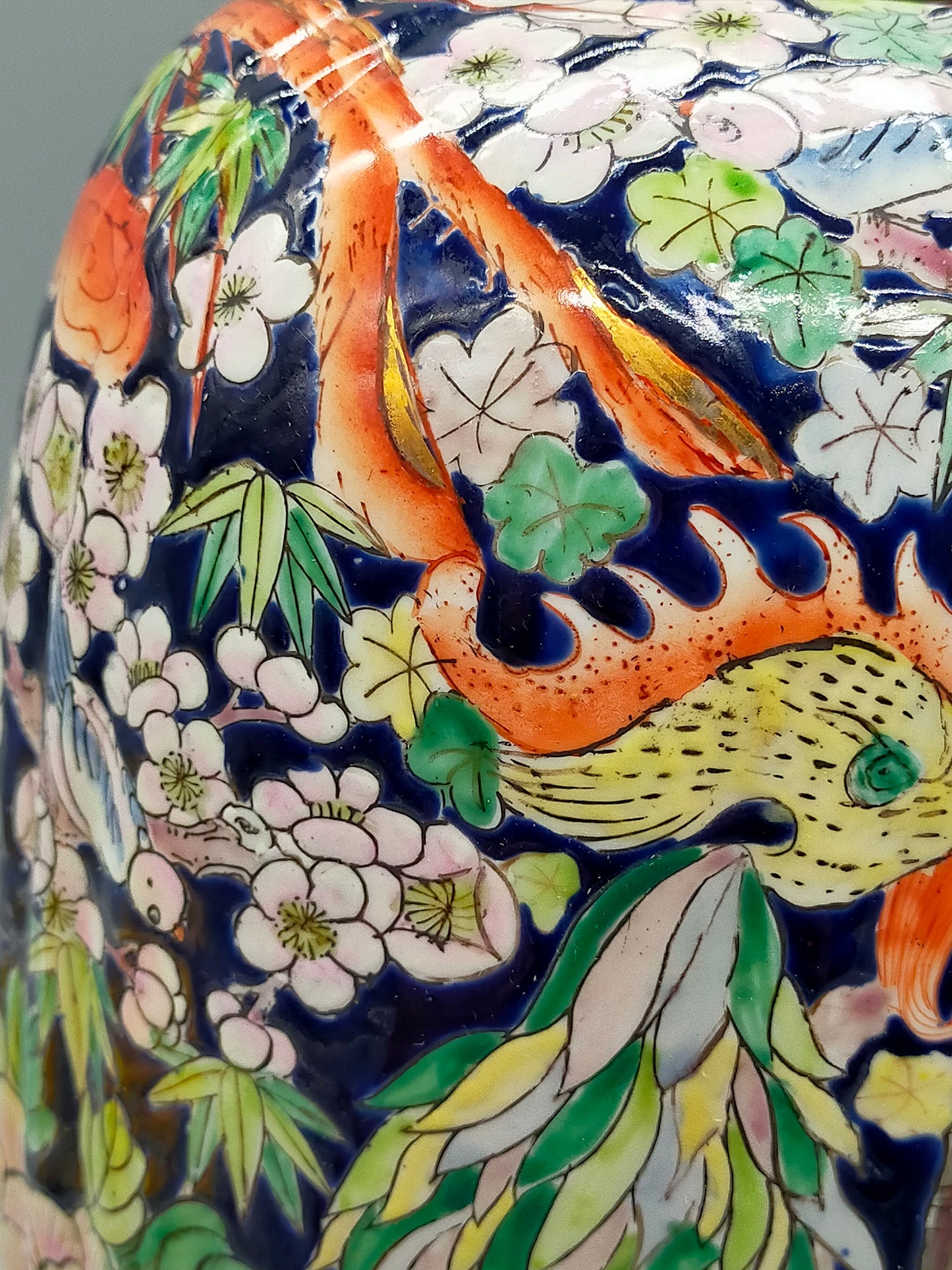 Chinesische Famille Rose Vase Große Prunkvase mit Vogelmotiven