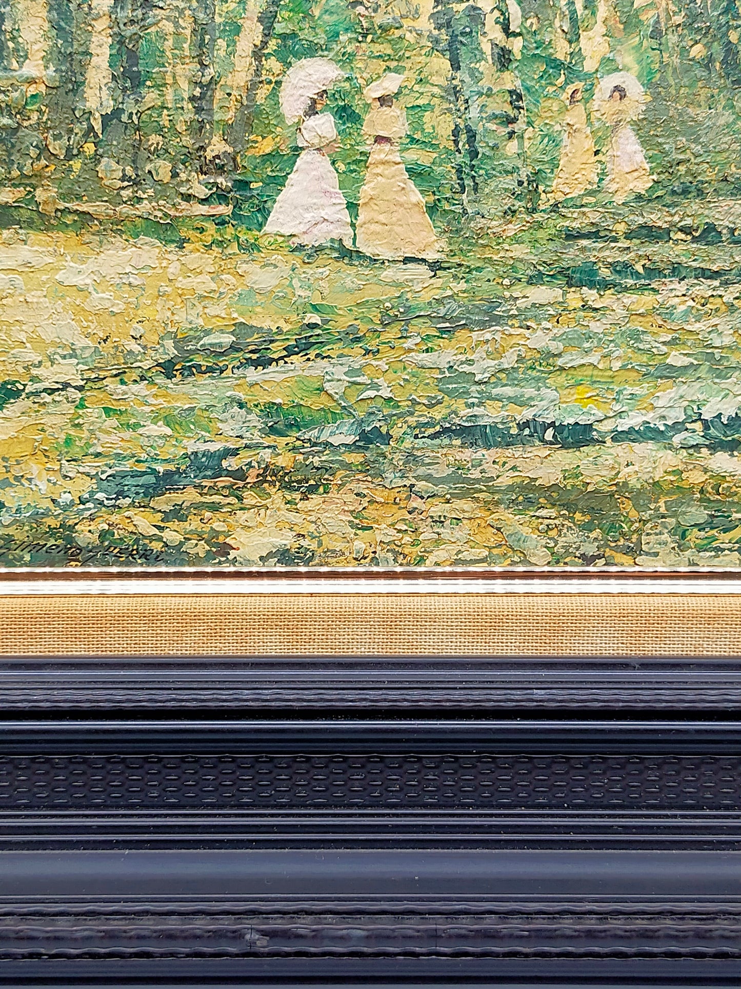 Spanische Schule J. Gimeno Guerri Elegante Damen im Park Ölgemälde