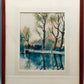 Englische Schule (XX) Flusslandschaft mit Bäumen 1924 Aquarell