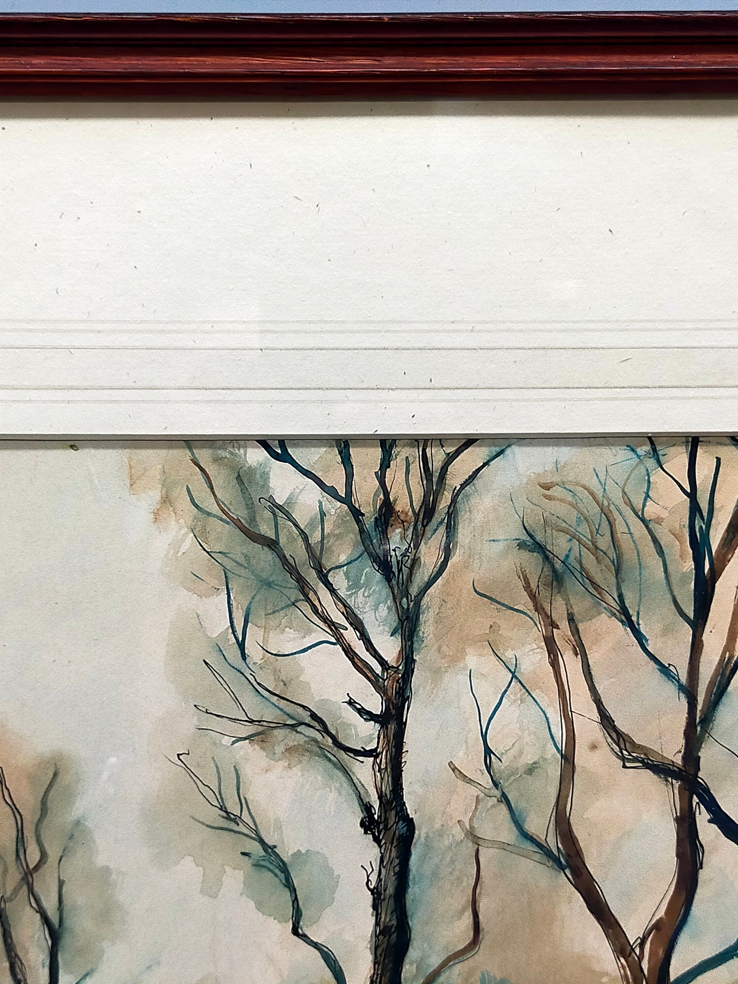 Englische Schule (XX) Flusslandschaft mit Bäumen 1924 Aquarell