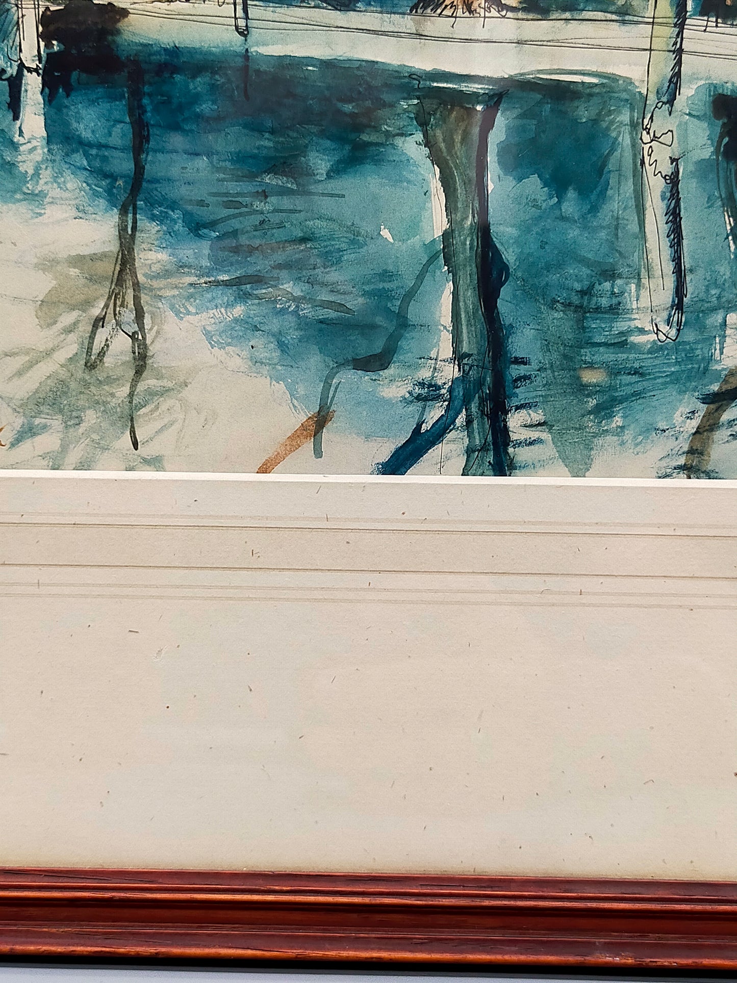 Englische Schule (XX) Flusslandschaft mit Bäumen 1924 Aquarell