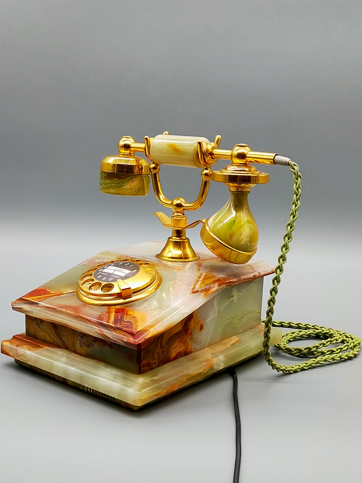Vintage Onyx Marmor Telefon DFeAp 302 Edles Wählscheibentelefon