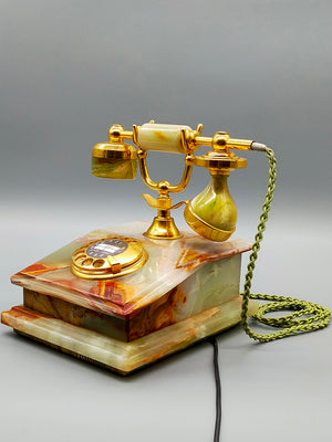 Vintage Onyx Marmor Telefon DFeAp 302 Edles Wählscheibentelefon