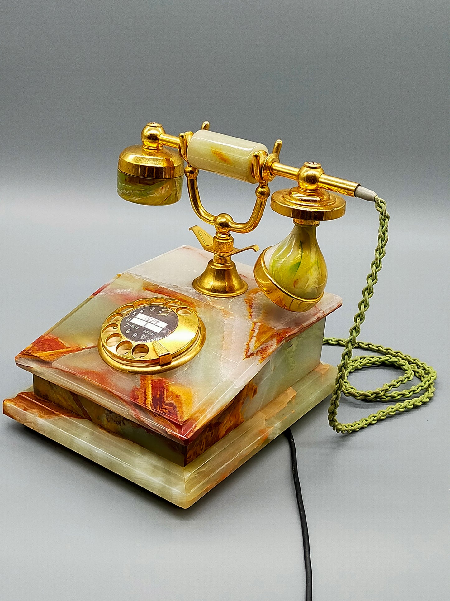 Vintage Onyx Marmor Telefon DFeAp 302 Edles Wählscheibentelefon