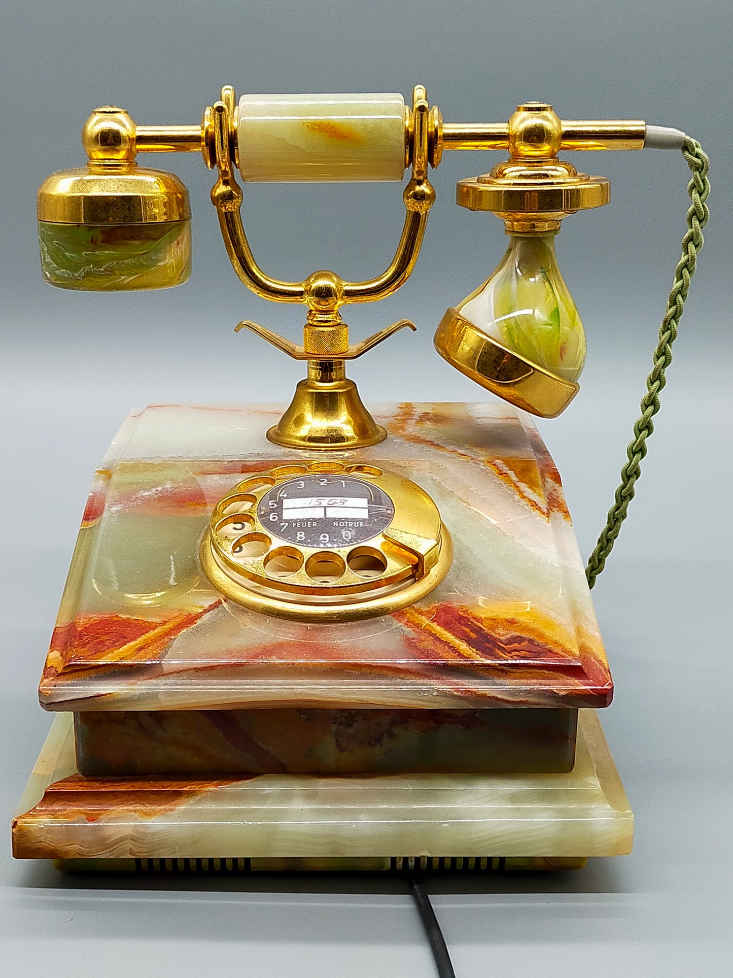 Vintage Onyx Marmor Telefon DFeAp 302 Edles Wählscheibentelefon