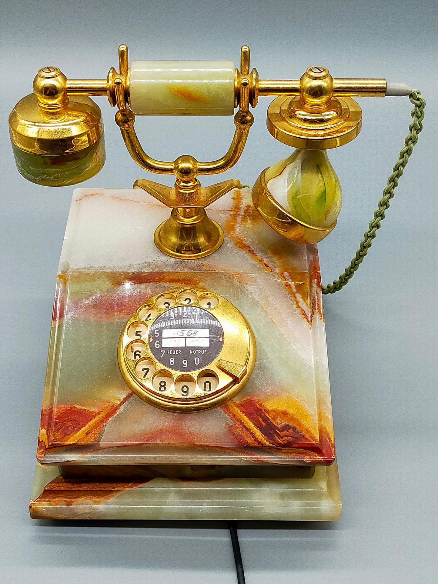 Vintage Onyx Marmor Telefon DFeAp 302 Edles Wählscheibentelefon