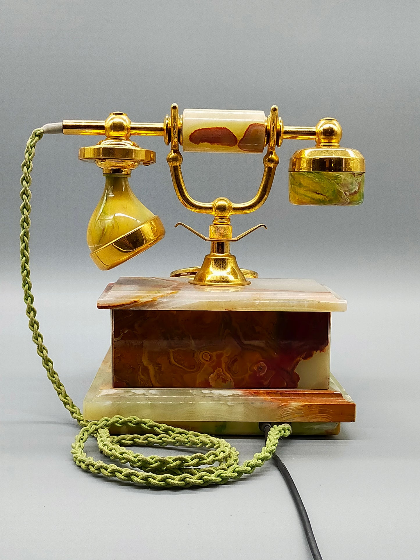 Vintage Onyx Marmor Telefon DFeAp 302 Edles Wählscheibentelefon