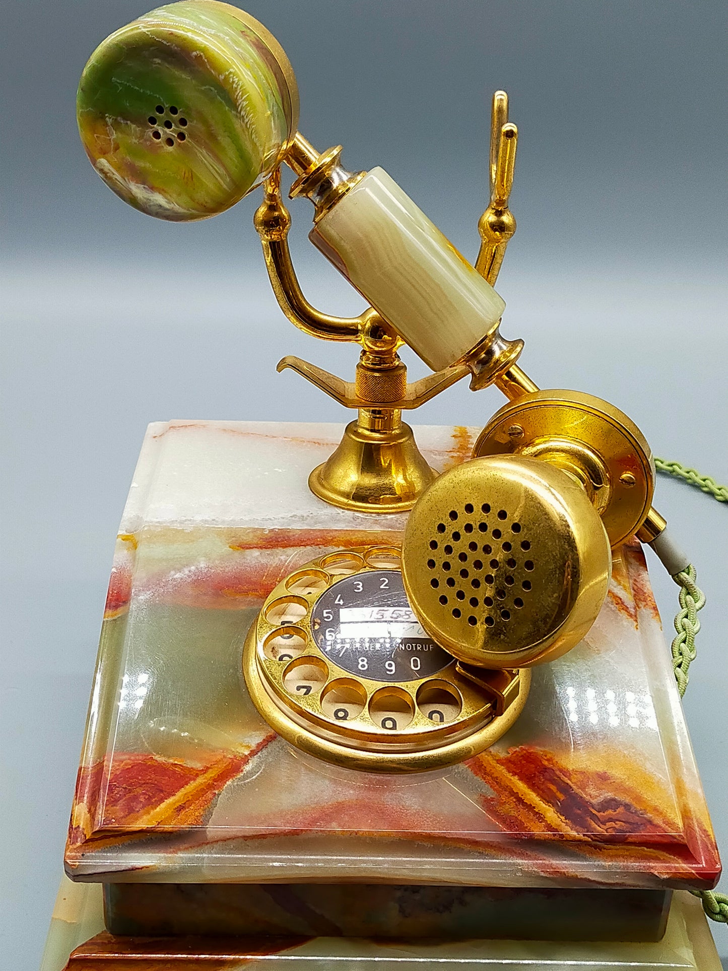 Vintage Onyx Marmor Telefon DFeAp 302 Edles Wählscheibentelefon