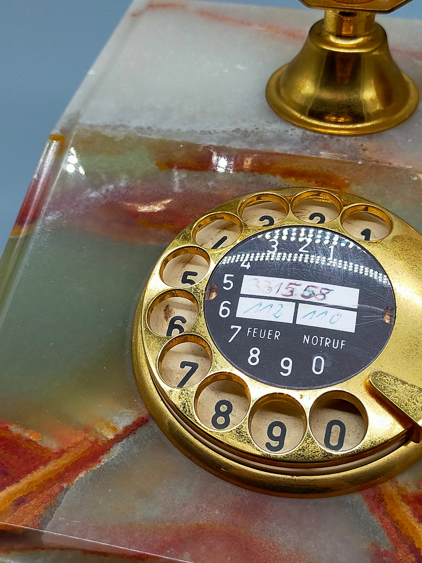 Vintage Onyx Marmor Telefon DFeAp 302 Edles Wählscheibentelefon