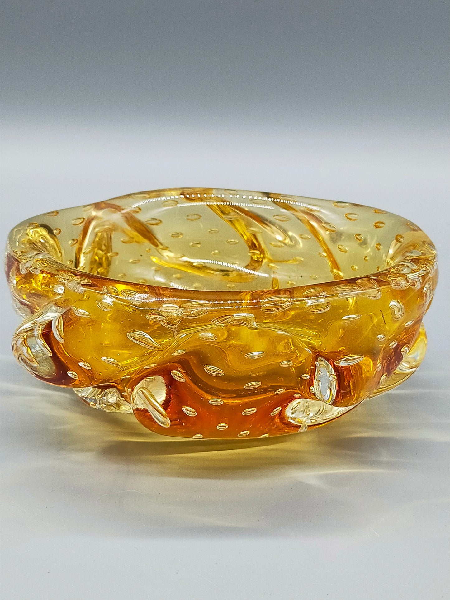 Murano Bullicante Glass Schale Amber Vintage Design Schale